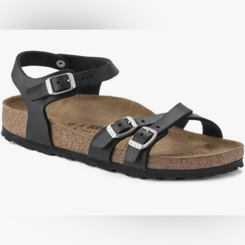 Birkenstock Kumba Leather Adjustable Sandals Black Womens 8 EU 39 Regular